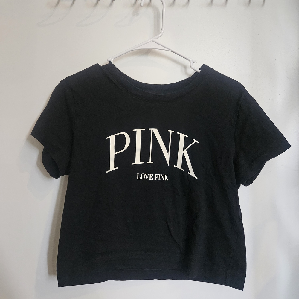 PINK Victoria's Secret Love Pink Black Graphic Kids Tee